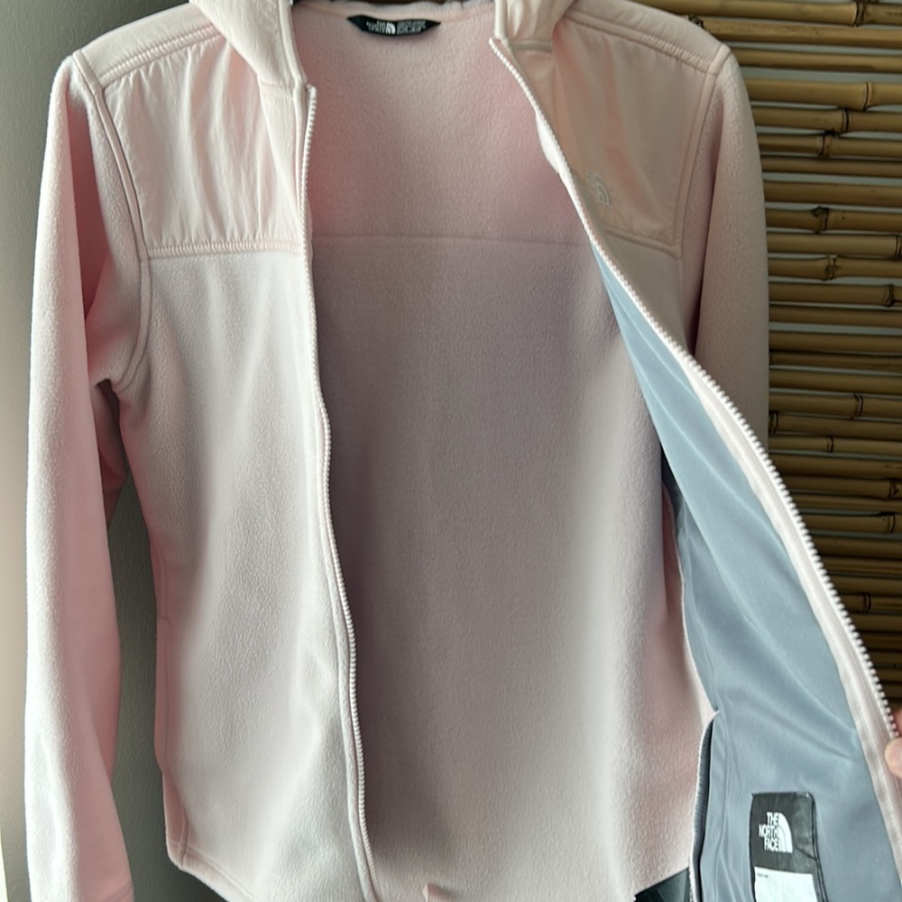 North Face Fleece Jacket with hood Juniors XL Pink EUC